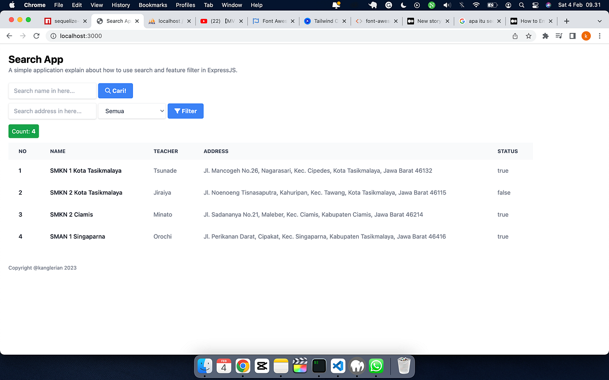 Cara Membuat Search dan Filter di ExpressJS Sederhana by Lerian