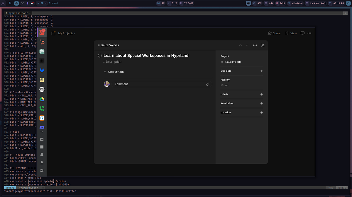 How to use special work spaces (scratchpad) in Hyprland (linux) by Ed