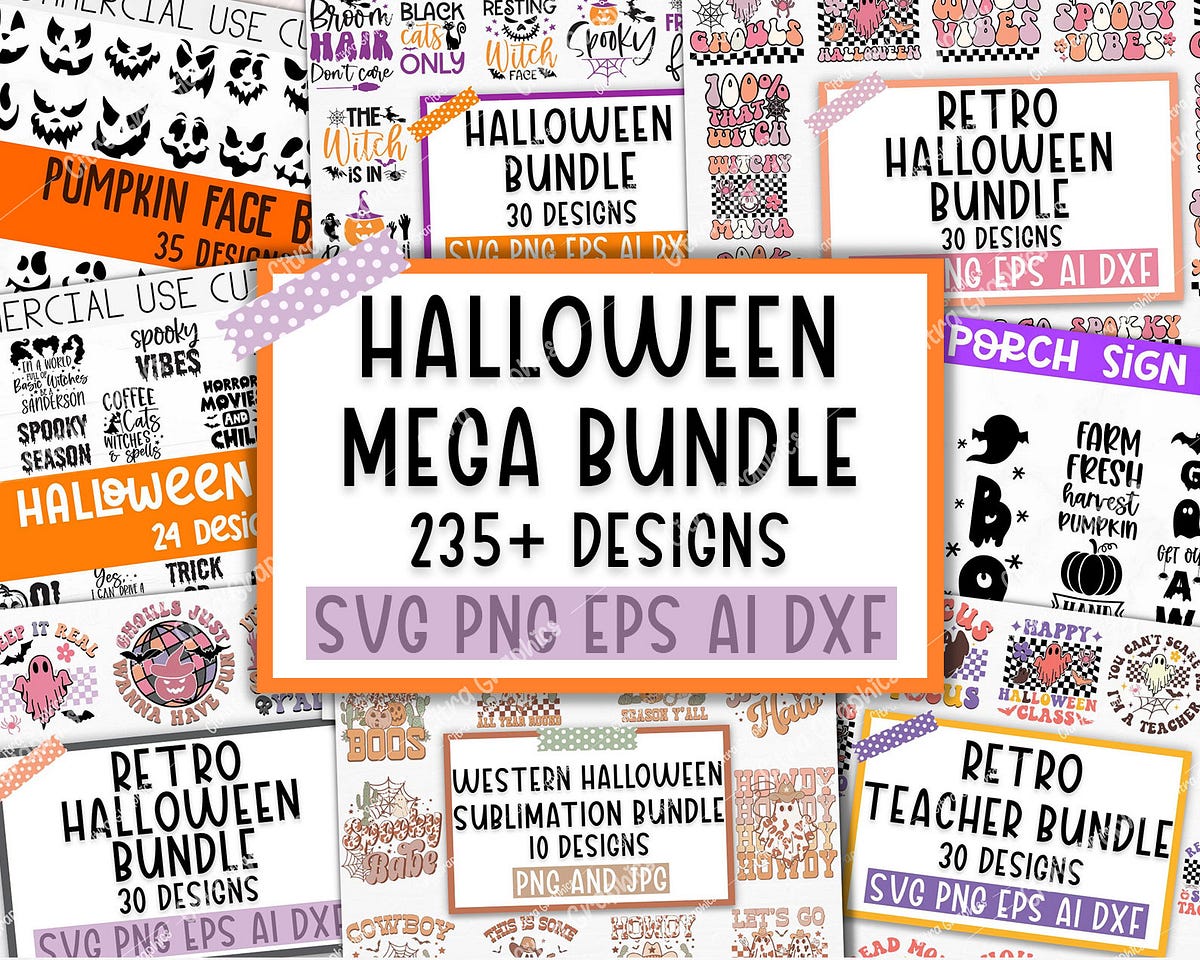 Retro Mega Halloween SVG Bundle, Halloween shirt svg, Fall svg, Witch ...