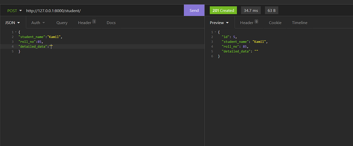JSONField Schema Validation in Django Rest Framework using Insomnia ...