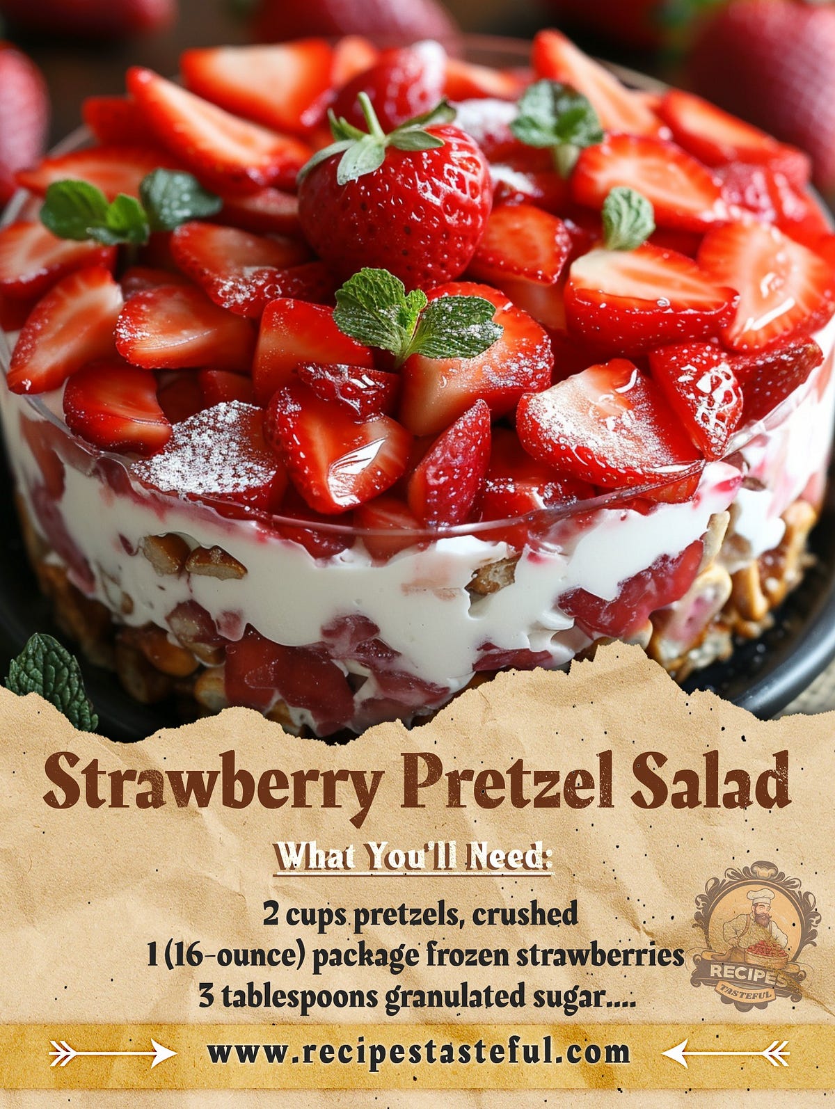 Strwaberry Pretzel Salad. Ingredients: For The Pretzel Crust: 