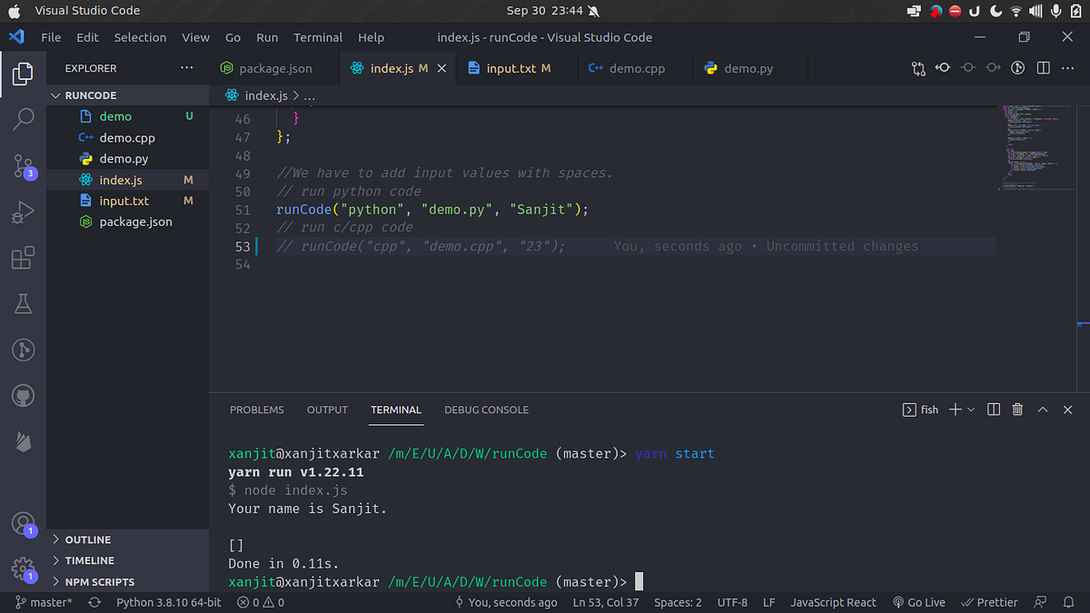 How to run Python, C, CPP script with Nodejs. | by Sanjit Sarkar | Medium
