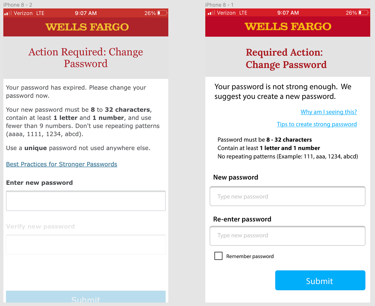 Wells Fargo Change Password