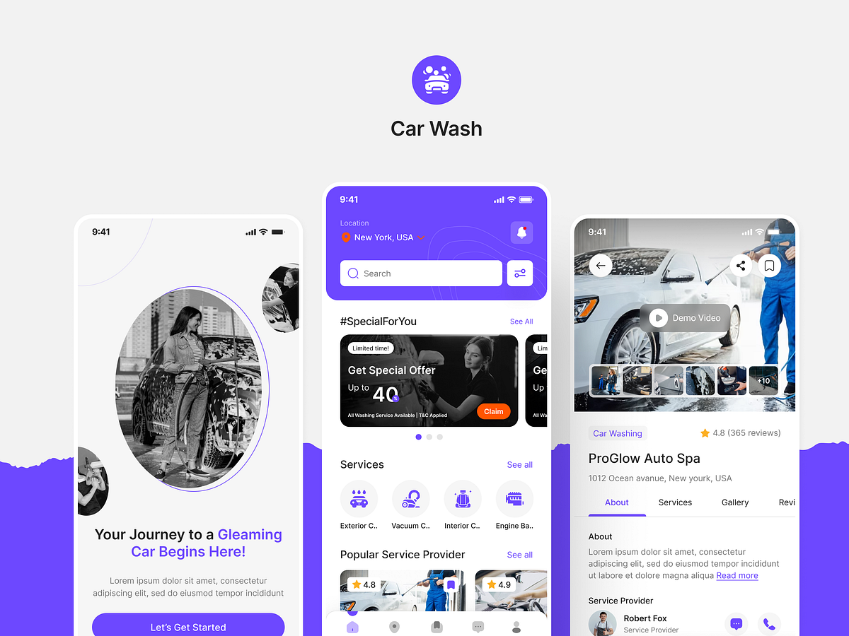 Car Wash App UI Figma Design Solutions App Figma UI Kit by Insightlancer Medium