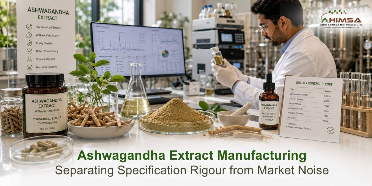 Ashwagandha Extract Manufacturing: Separating Specification Rigour from Market Noise