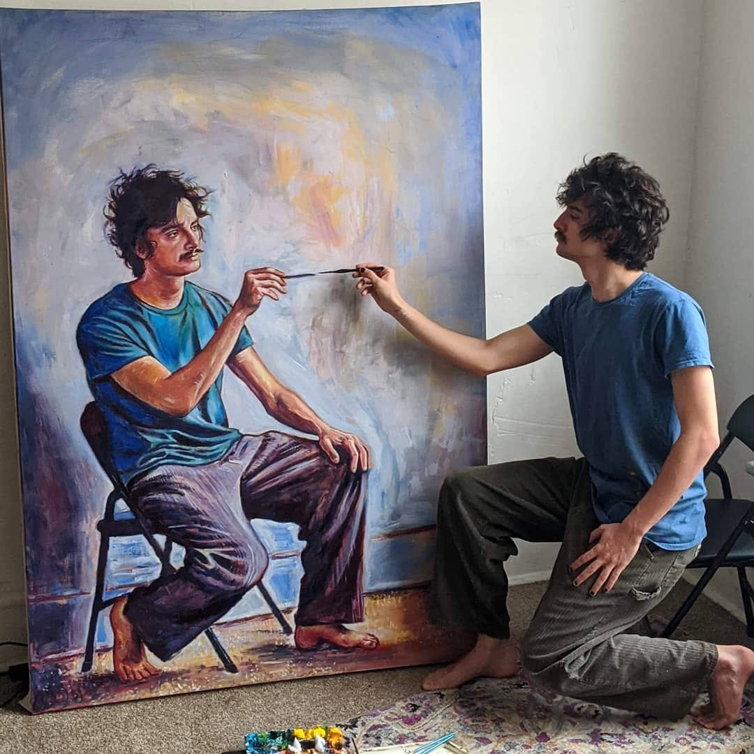 Artist Paints Himself Painting Himself Painting Himself Painting ...