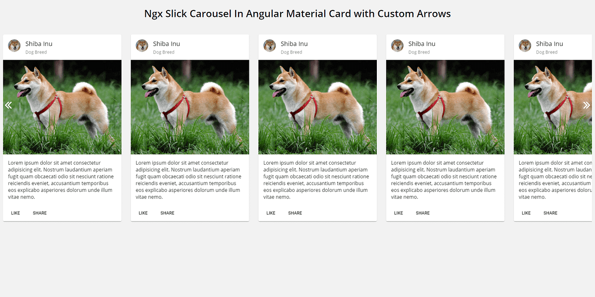 Ngx Slick Carousel In Angular Material Card with Custom Arrows by w3hubs Medium