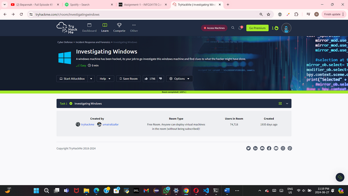 Tryhackme room 1 investigating windows by niyatirattan jun 2024