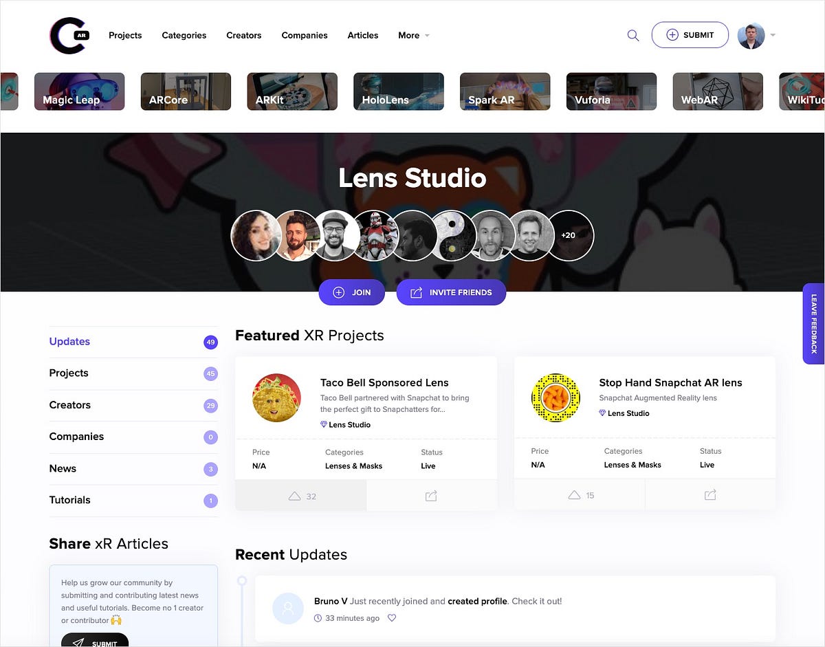 Lens Studio Community on Catchar — Find and share the best AR lenses