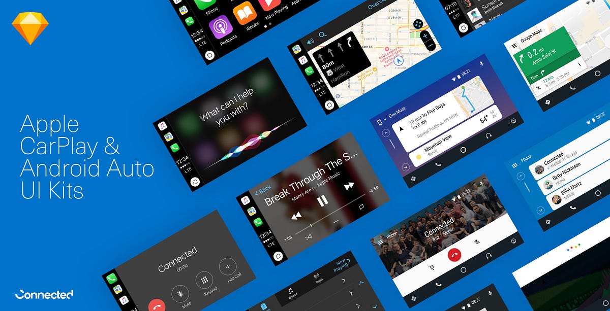 Android Auto & Apple CarPlay UI Kits for Sketch (Free) by Jacky Li