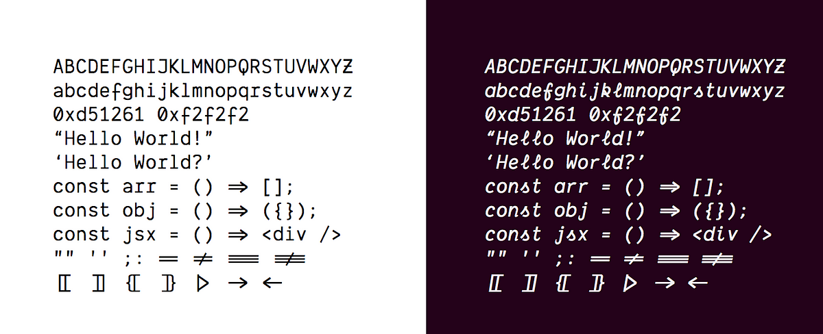 Programming Fonts — A List. 2018's highest quality fonts for coding… | by  Owen Caulfield | Medium