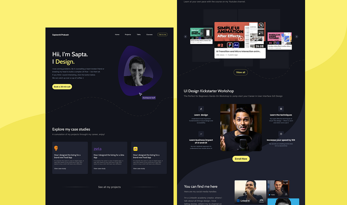 I designed a website for Saptarshi Prakash | by Wisenavi | Medium