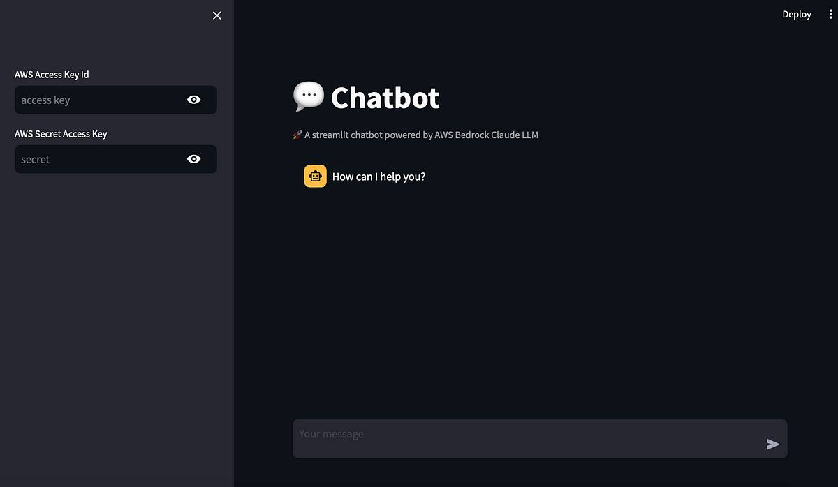 Create Chatbot using Streamlit & AWS Bedrock LLMs | by Pratik Goutam ...