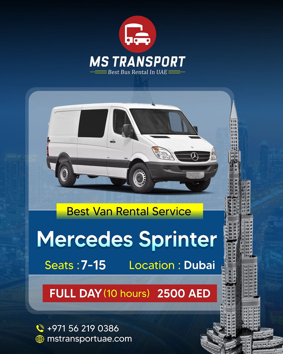 Best Van Rental Service Dubai Transport and Tours MS Transports