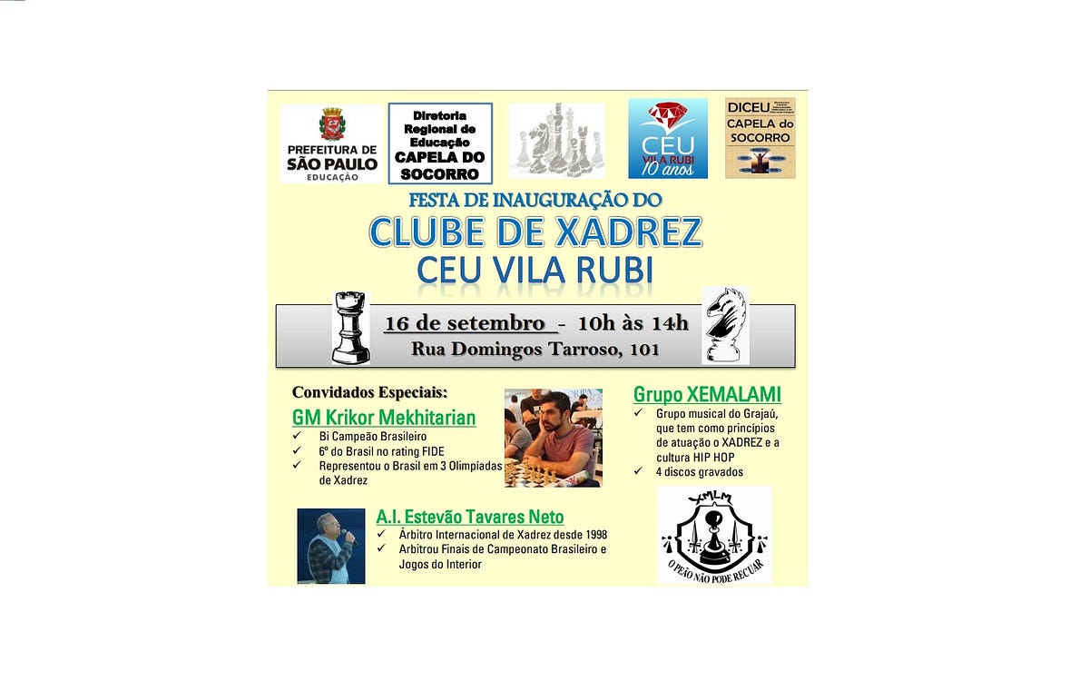 Primeiro Clube de Xadrez da DRE Capela do Socorro, by DRE Capela do  Socorro, DRE Capela do Socorro