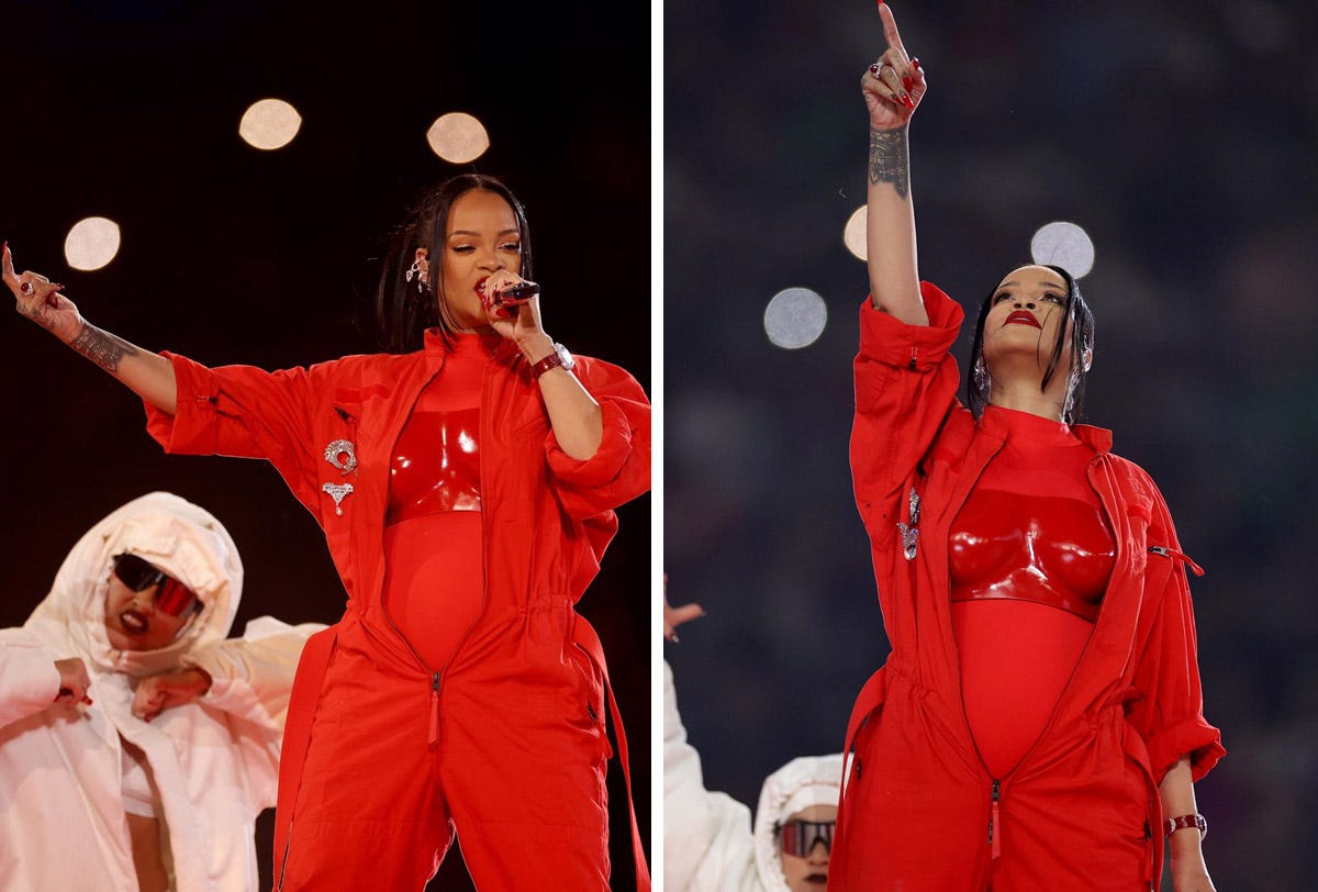 Rihanna Wears Red Loewe and Alaïa for Super Bowl 2023 Performance -  Fashionista