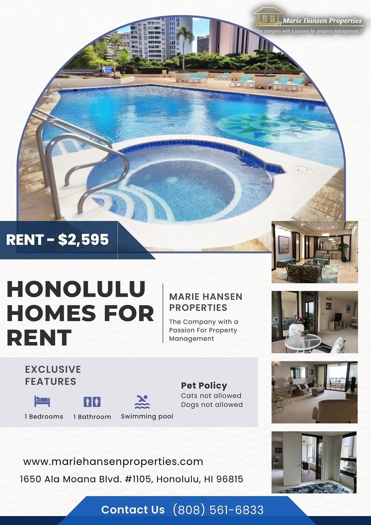 Yacht Harbor Towers, “TURN KEY” FULLY FURNISHED Home for RENT! Marie