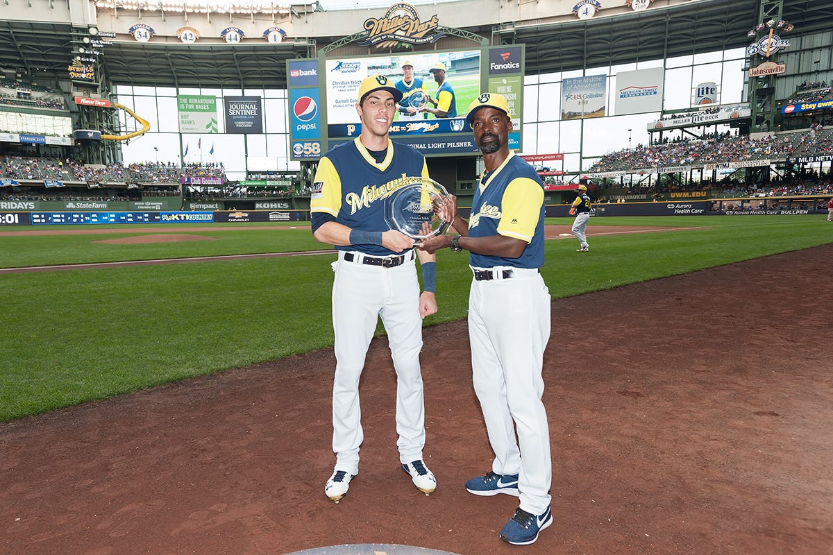 MLBPAA Honors Christian Yelich with Milwaukee Brewers Heart and Hustle  Award | by Caitlin Moyer | Medium