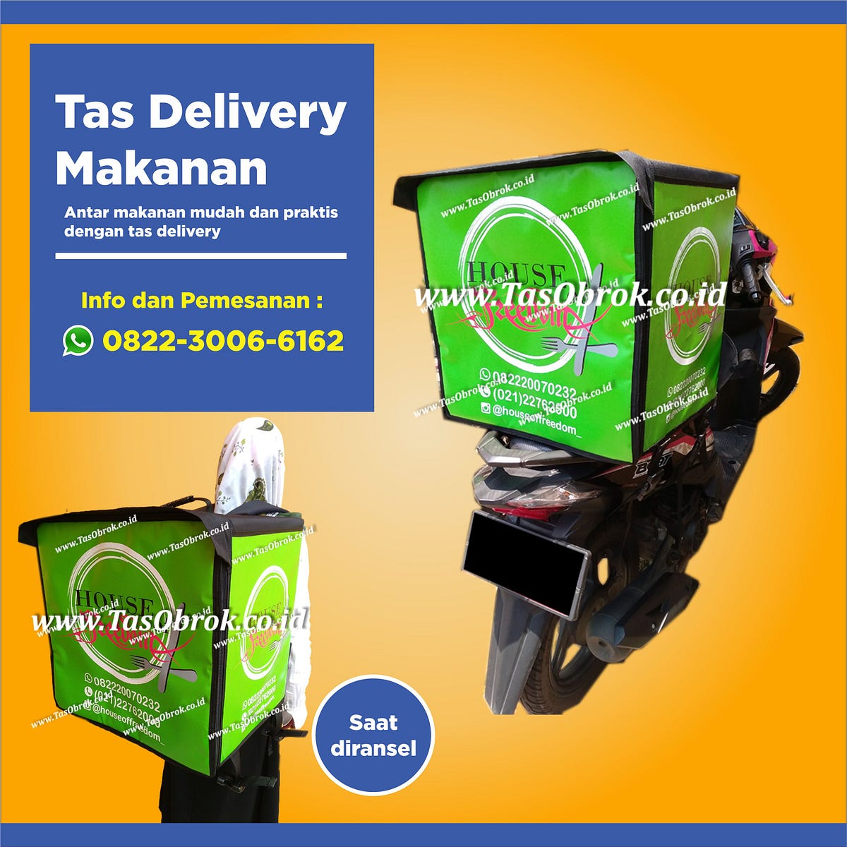Tas Ransel Motor Depok, Harga tas delivery makanan Depok, tasobrokindah