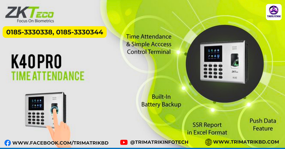 ZKTeco K40 Fingerprint Time Attendance Terminal Price in Bangladesh