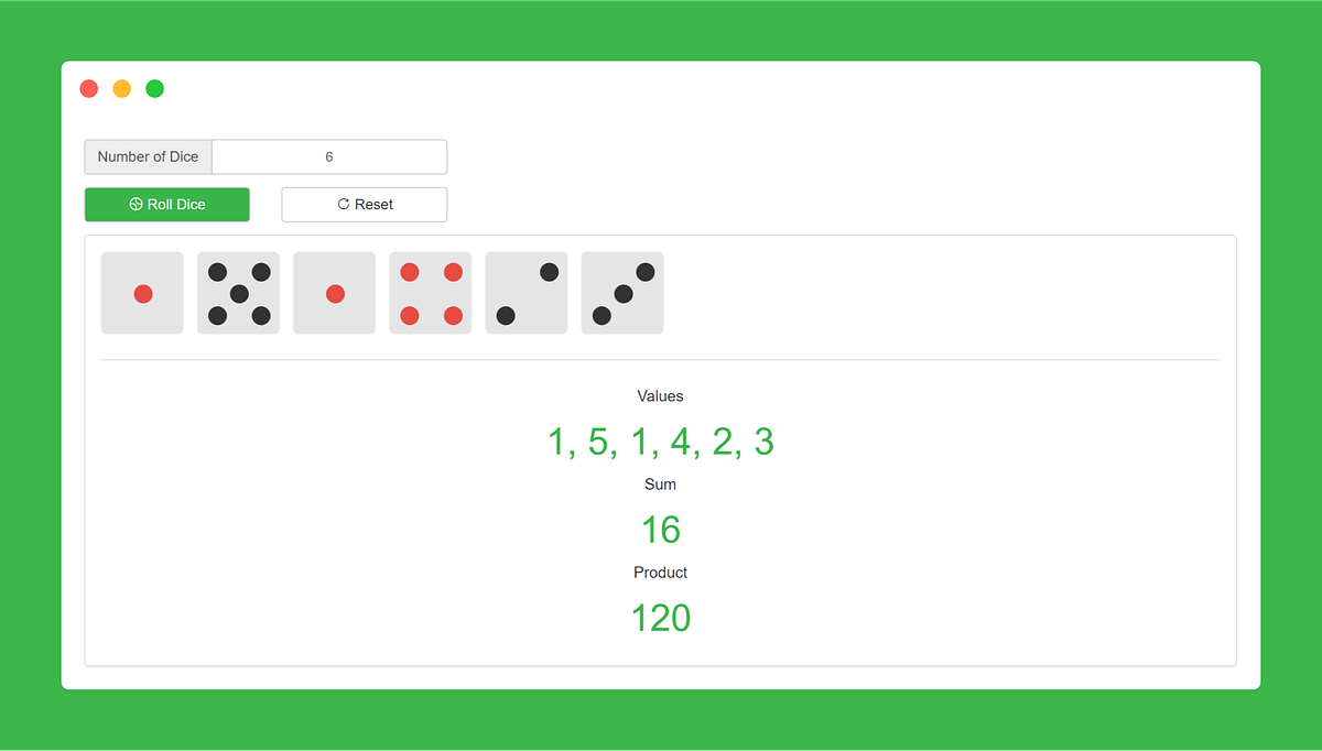 Dice Roller — randomly Generate a Specified Number of Six-Sided Dice ...