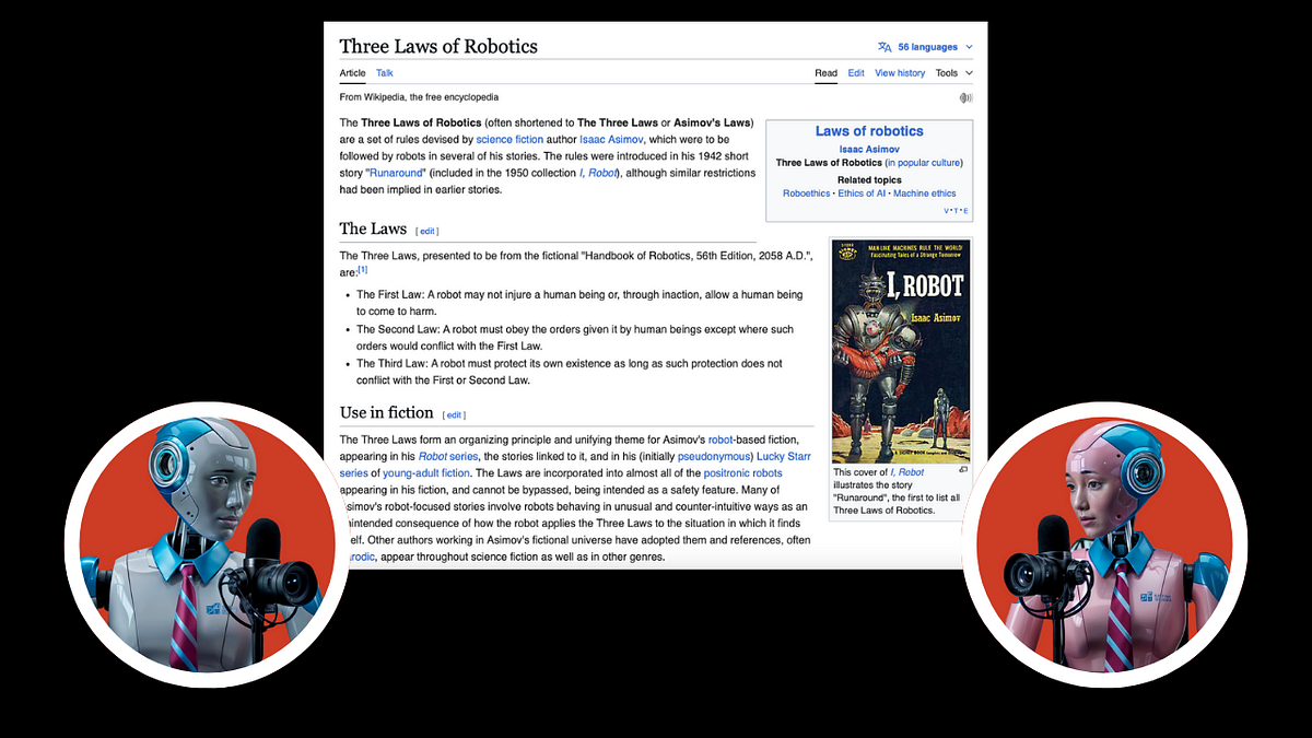 Three Laws Of Robotics Poster - Laminated Sci-Fi Reference Chart For Office & Classroom (16x24)