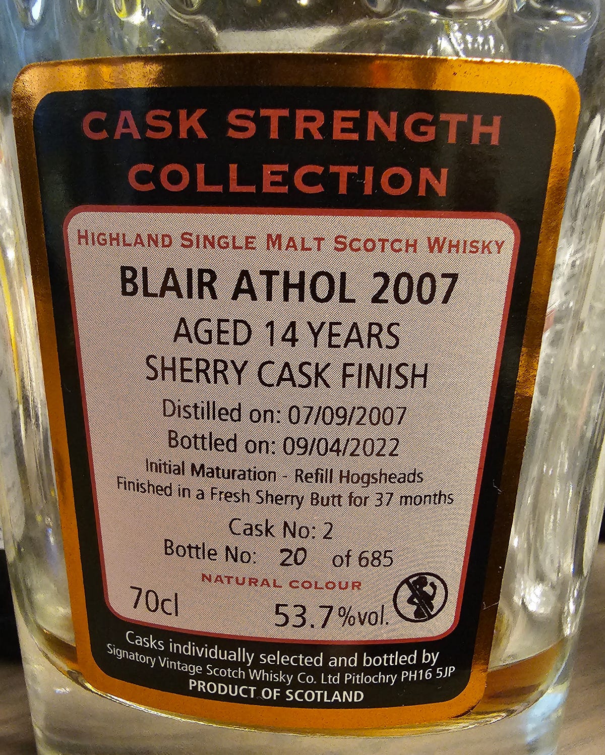 Scotch Review: Blair Athol 2007 Signatory Cask Strength 14 Year
