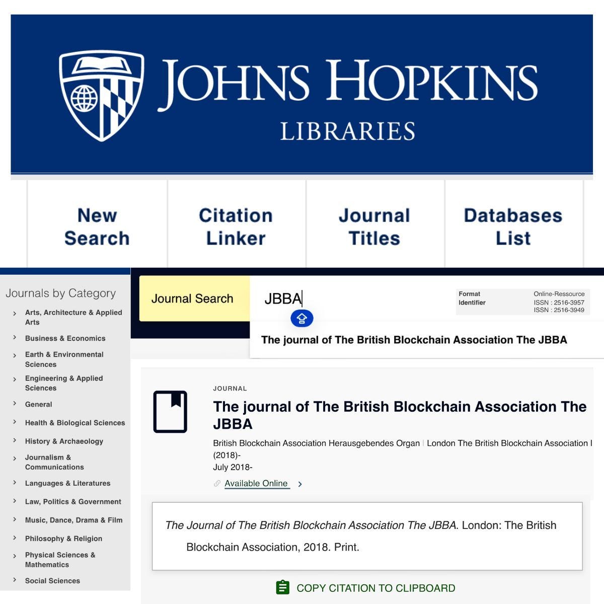 🎉 Exciting News The JBBA Now Indexed in Johns Hopkins University