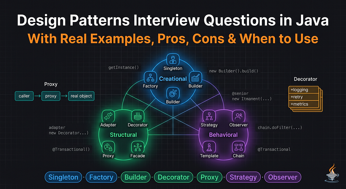 Design Patterns Interview Questions in Java — With Real Examples, Pros ...