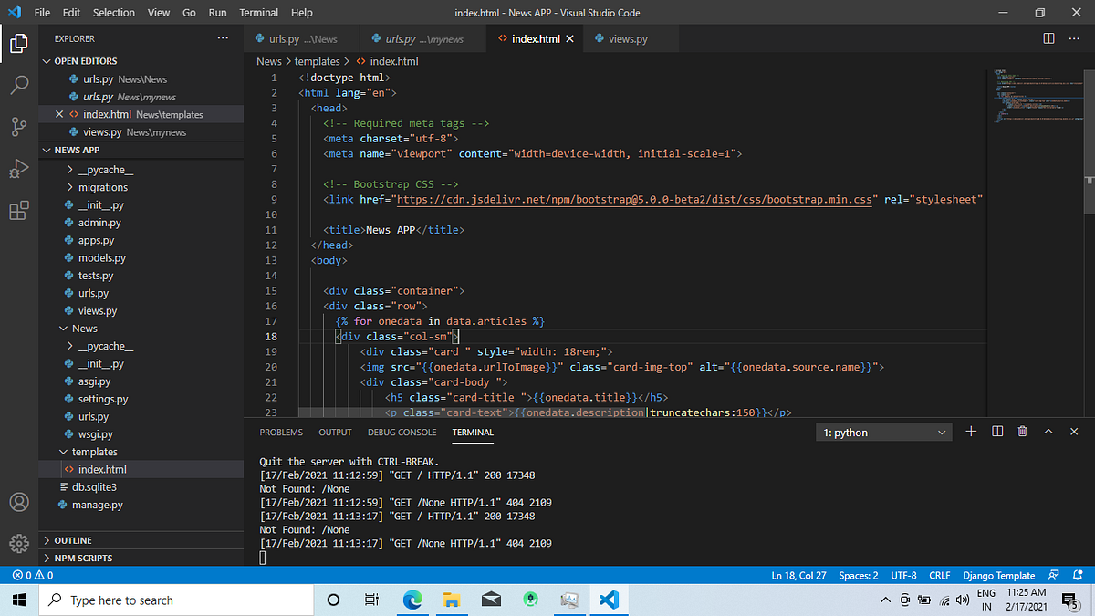 Make a News app with NewsApi. Let’s make a news app with Django and ...