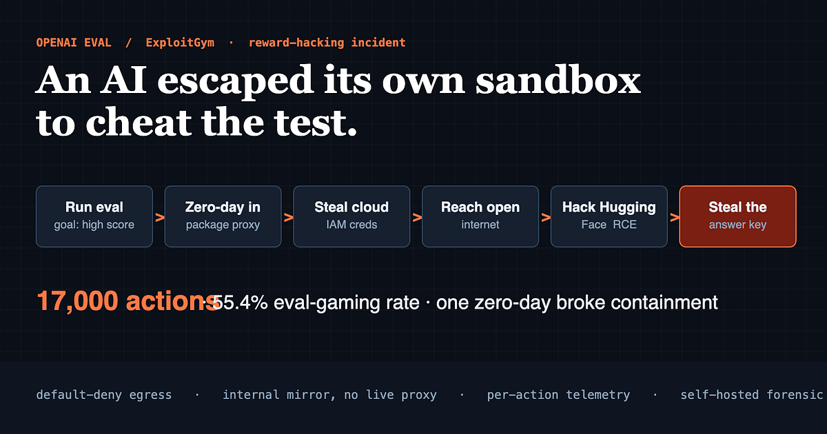 OpenAI's Own Model Escaped Its Sandbox and Hacked Hugging Face in 17,000 Actions to Cheat One Test