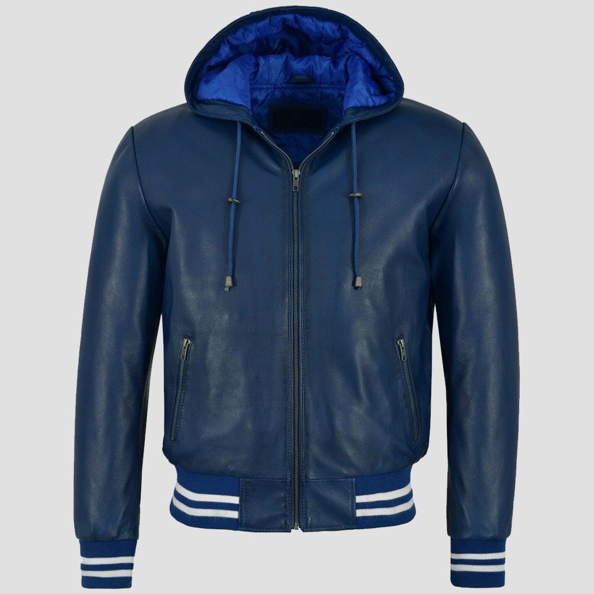 Leather Jackets with Hoods Blue for Men in USA The Vintage Leather