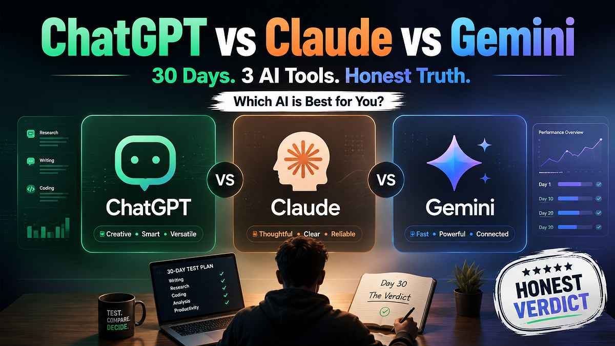AI  ChatGPT vs Claude vs Gemini — I Used All Three for 30 Days. Here's