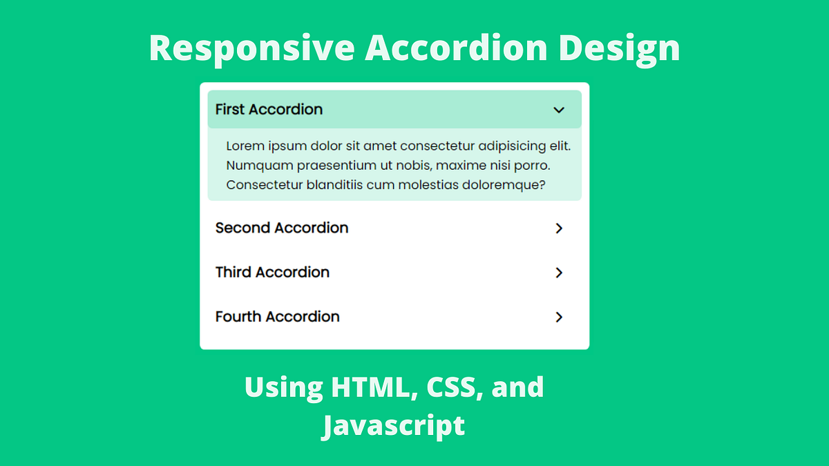 Responsive Accordion Design using HTML, CSS, and Javascript by