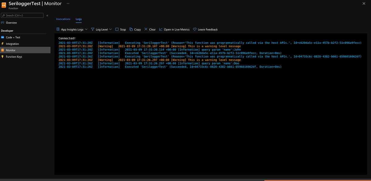 Logging with loglevels and to different sink targets in Azure Functions by Tauseef Malik Medium
