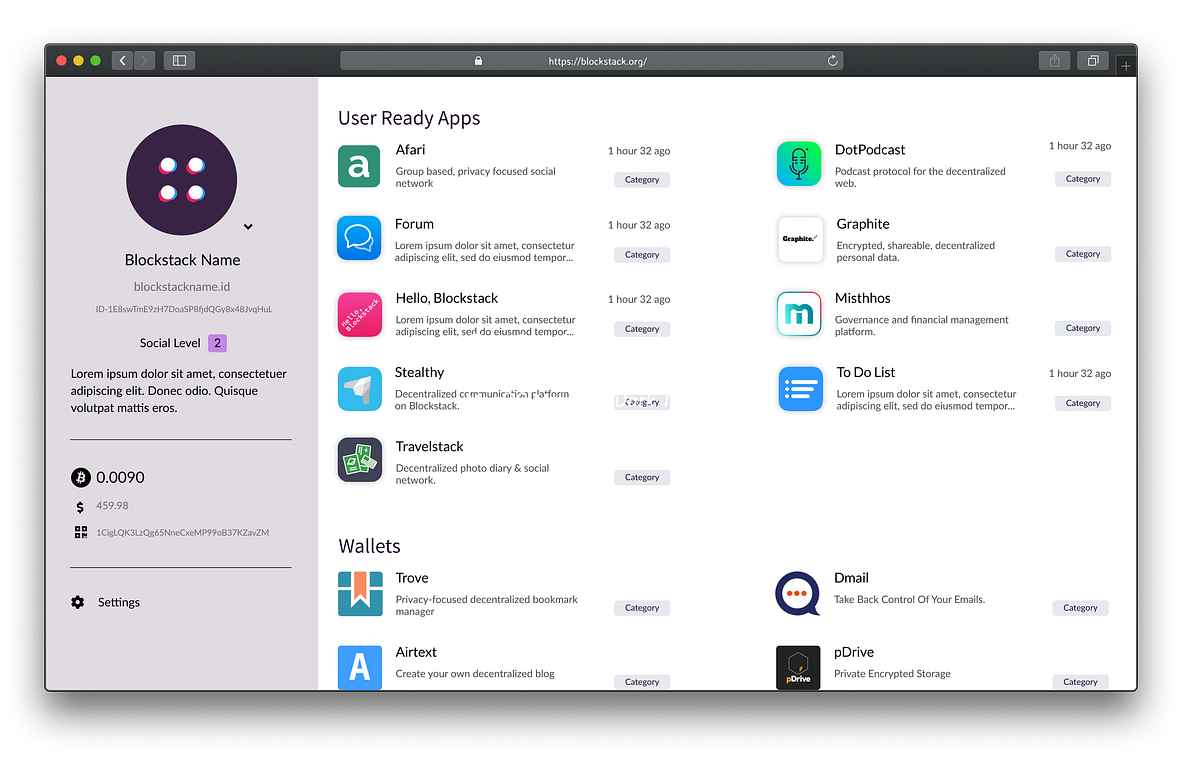 Blockstack Landing Page Concept. Concept design for a Blockstack