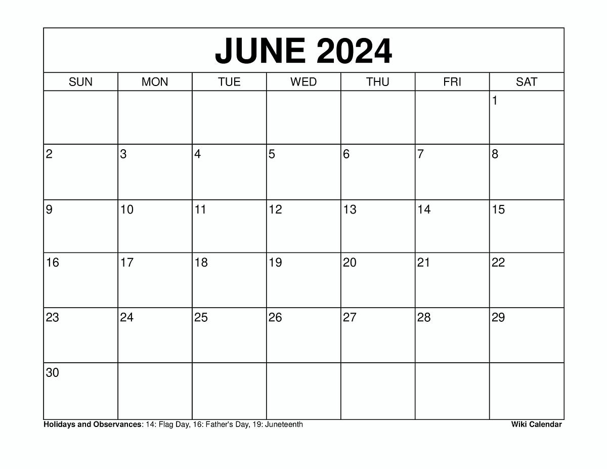 June 2025 Calendar. The Wiki Calendar June 2025 is an… by Sharon Gore