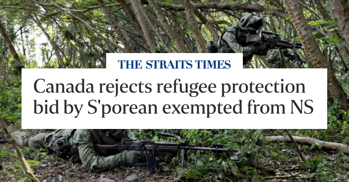 PES F Singaporean How I Feel About Canada Rejecting an NSF’s Refugee