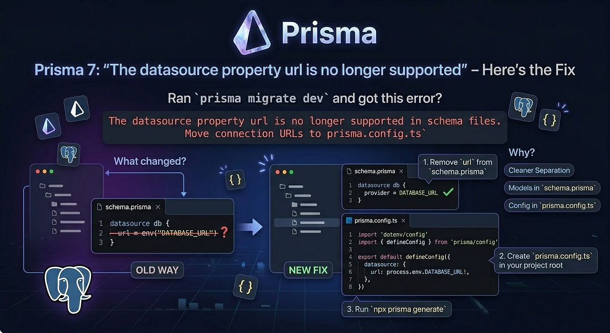 Prisma 7: “The datasource property url is no longer supported