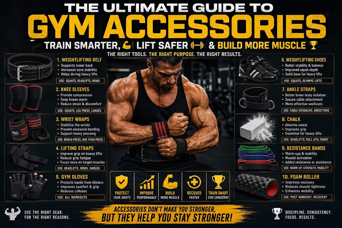 " The Ultimate Guide to Gym Accessories: Train Smarter, "Lift Safer & Build More Muscle.