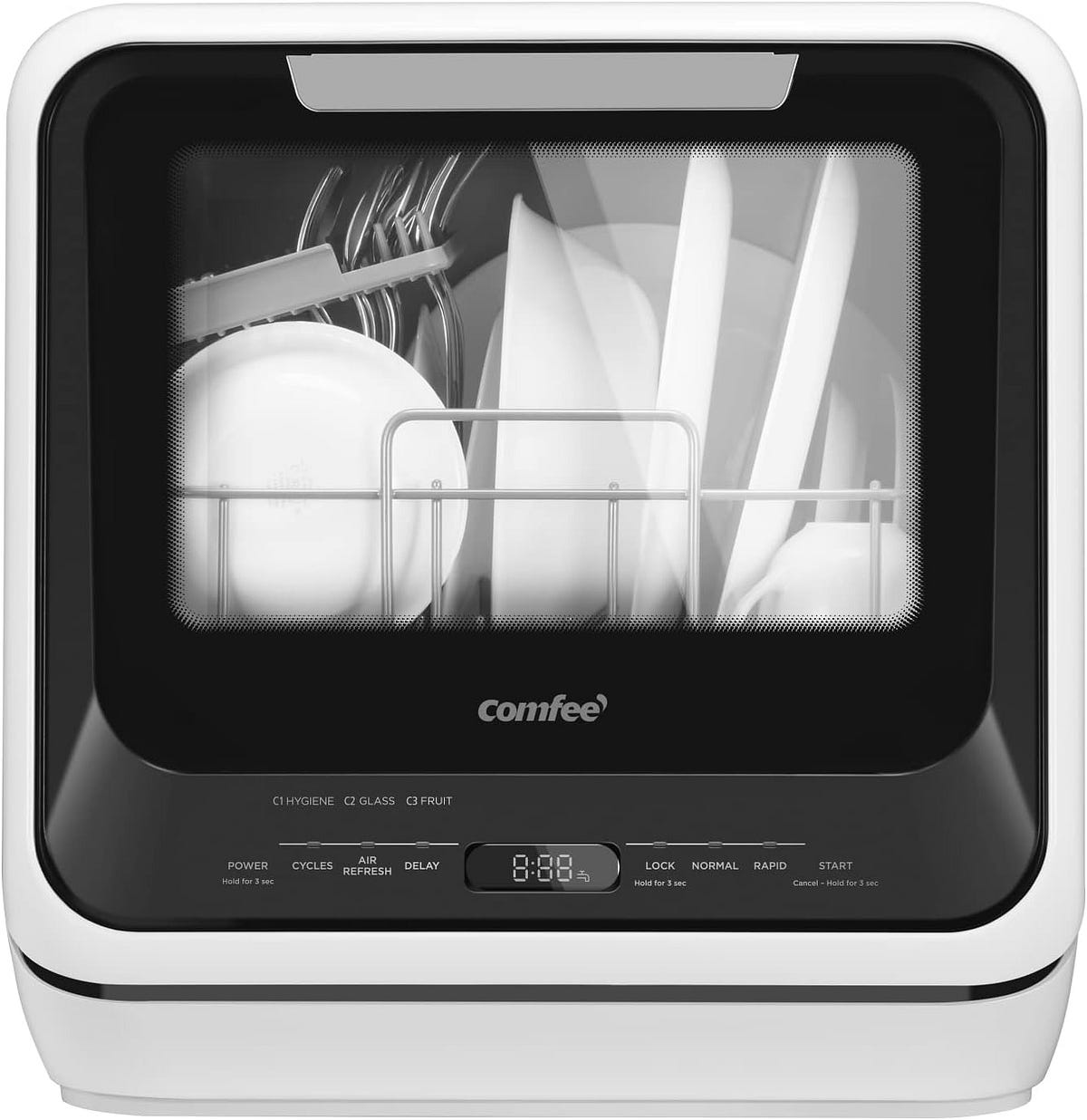 Hermitlux Countertop Dishwasher, 5 Washing Programs Portable