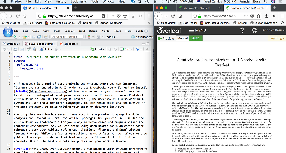 A tutorial on how to interface an R Notebook with Overleaf | by Arindam ...