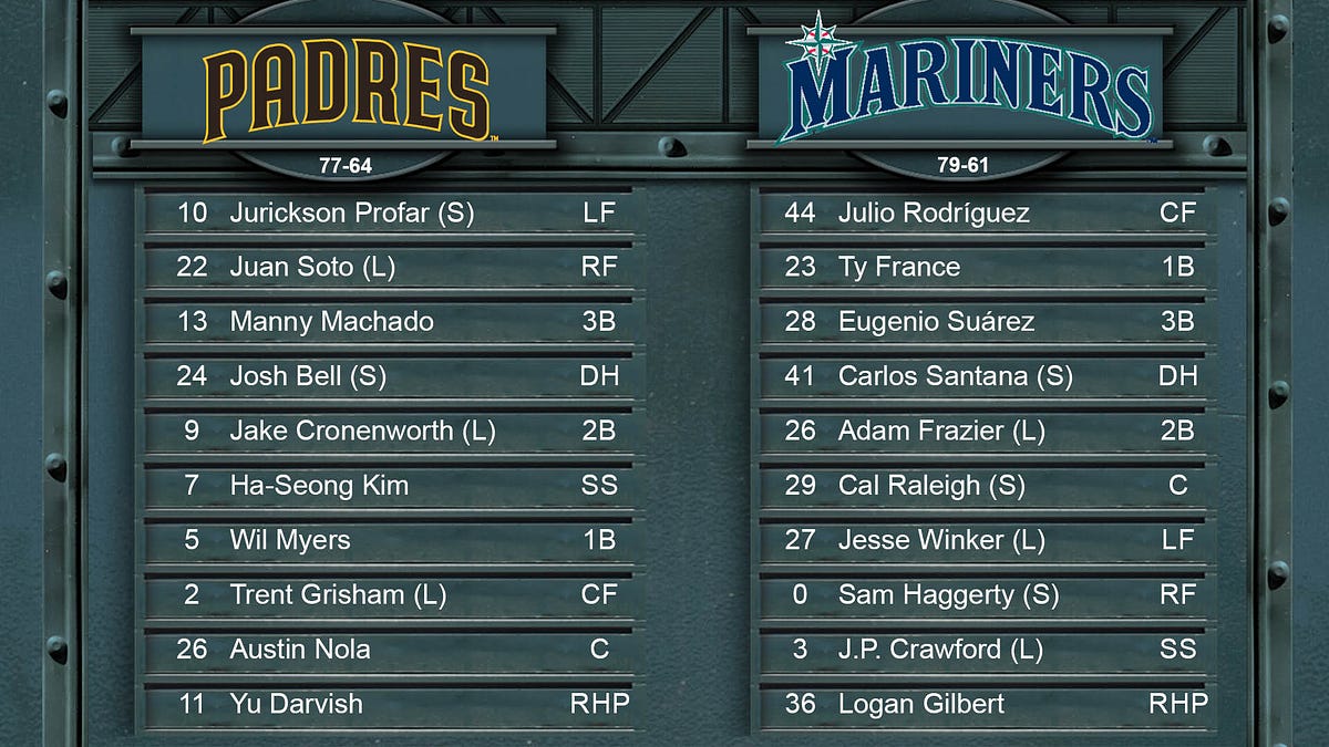 Mariners GameDay Information — Sept. 13 vs. San Diego by Mariners PR
