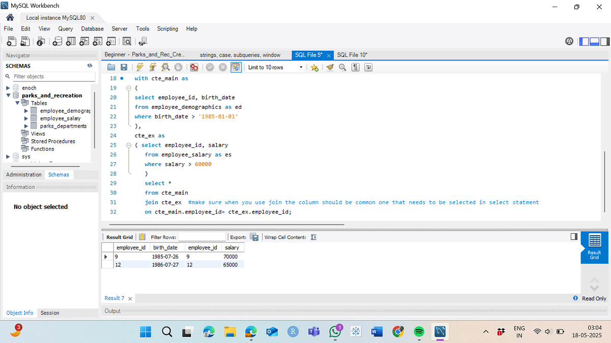 Mastering CTEs in SQL: My Learning and Practice of Common Table ...