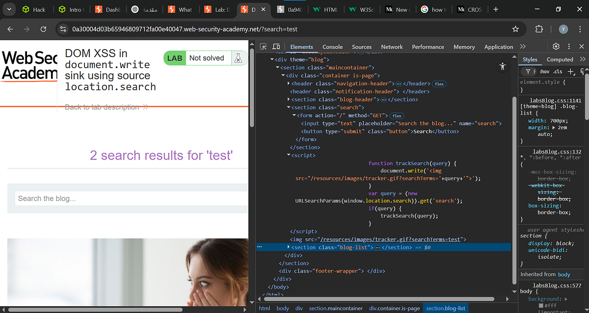 Portswigger Lab: DOM XSS in document.write sink using source location ...