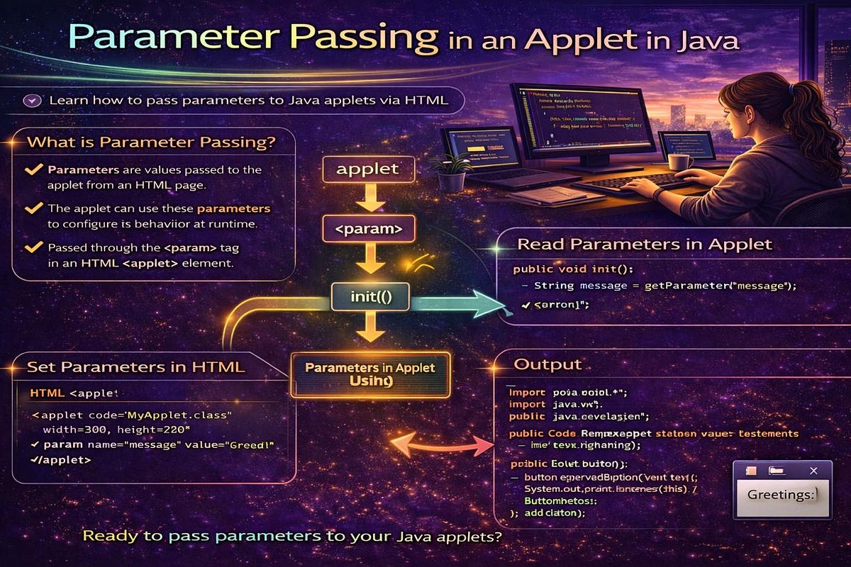Day 60 of Learning Java: Parameter Passing in an Applet in Java | by ...