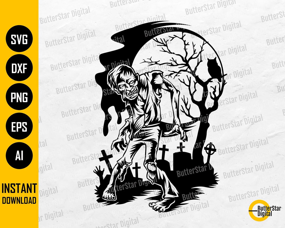 Graveyard Zombie SVG | Scary Monster SVG | Halloween Wall Art Decal