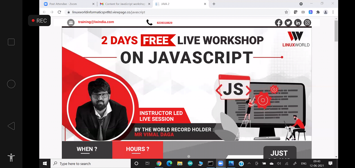 Self Reflection of Js workshop In the Workshop Cover the topic ...