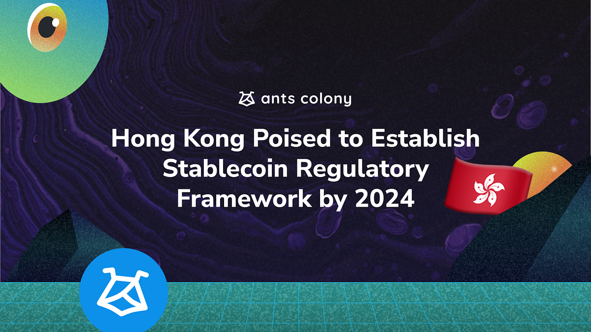 Hong Kong is preparing to implement a regulatory framework for stablecoins by 2024, highlighted by a vibrant backdrop and engaging visuals.