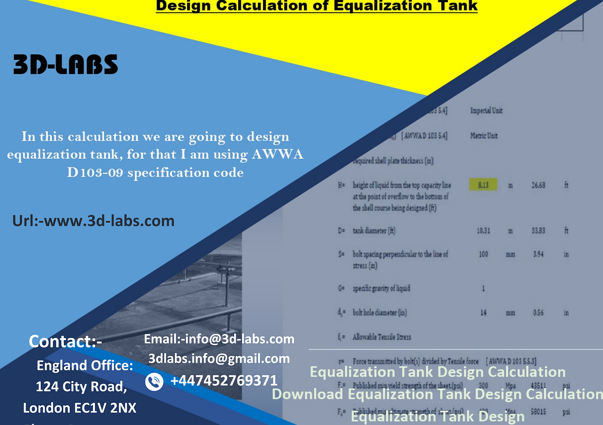 Design calculation of equalization tank In UK Design manager Medium